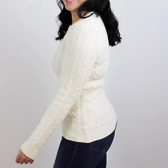 Cable Knit Crew Neck Sweater - Cream - Picture 4 of 7